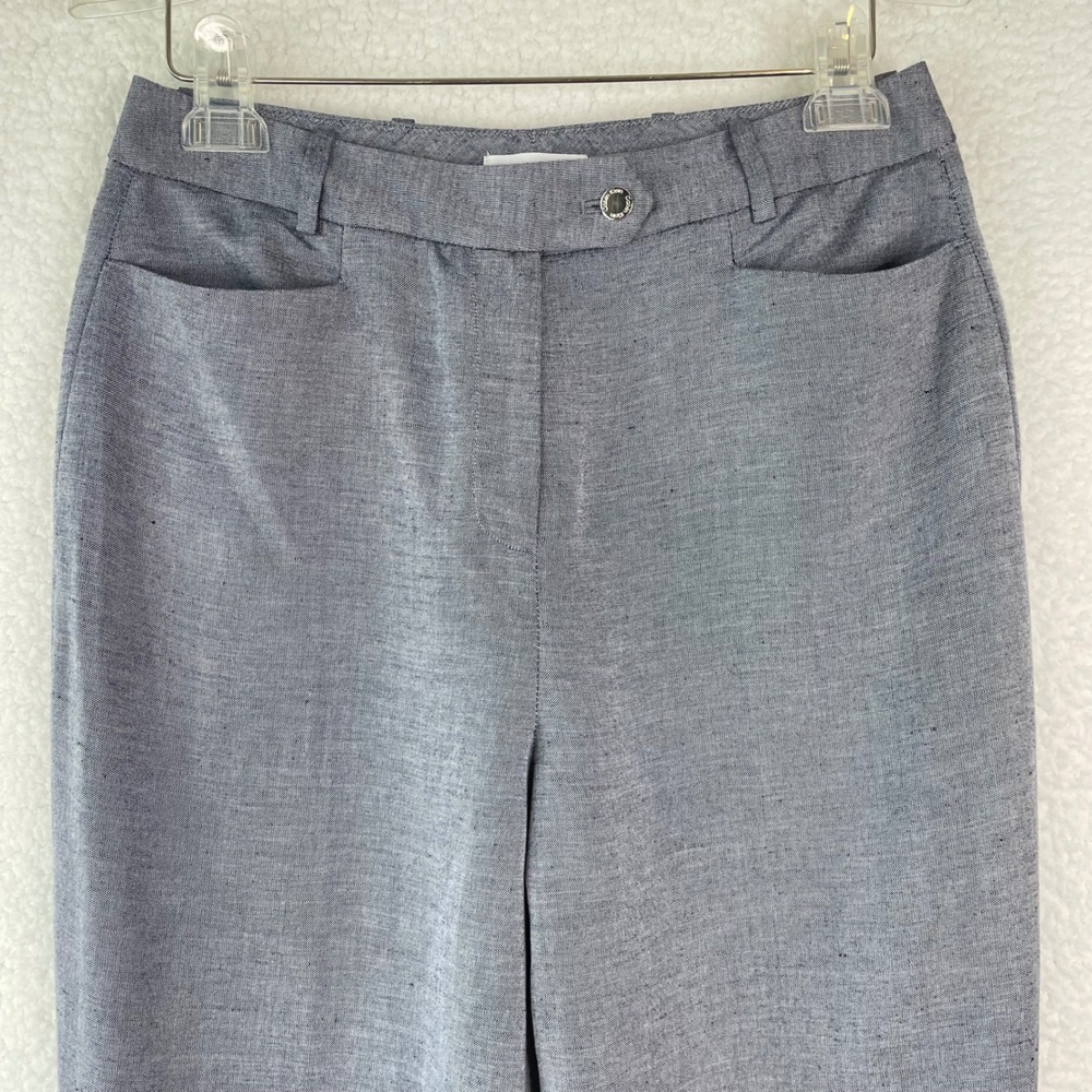 Calvin Klein Womens Blue Linen Rayon Straight Leg Dress Pants Size 6 Career